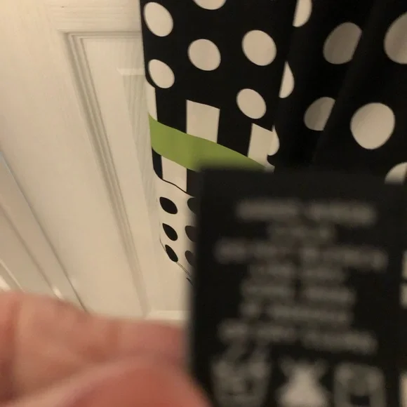 NWOT Black and White polka dot sun dress, with green stripe at hem XL NWOT - Picture 10 of 10